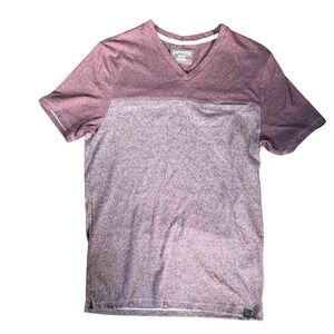 Express Mens XS V-Neck T-Shirt Colorblock Heathered Burgundy Mauve Pocket Tee